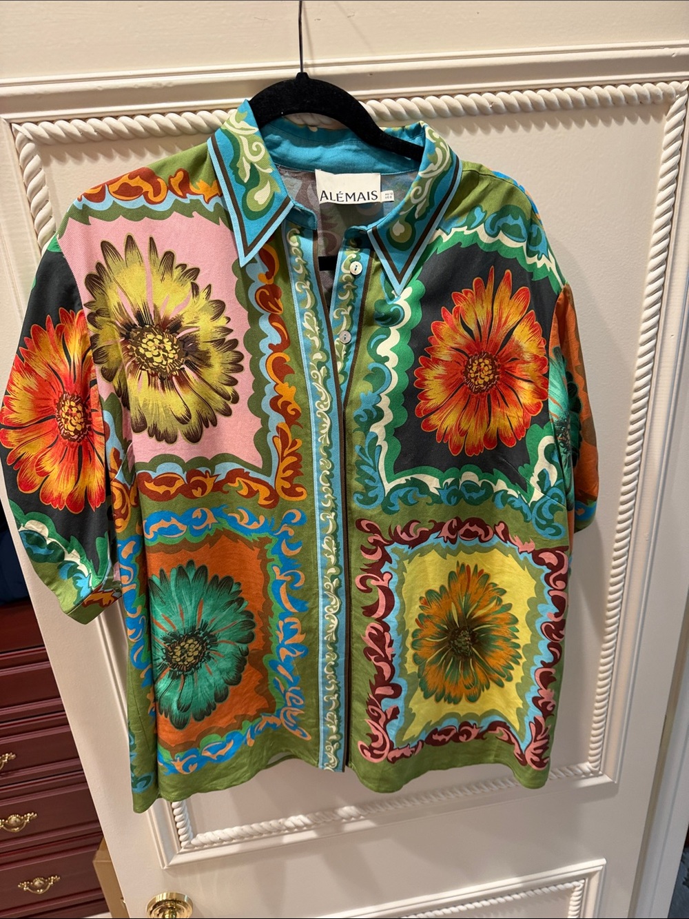 Alemais Multicolor Floral Silk Button-Down Shirt